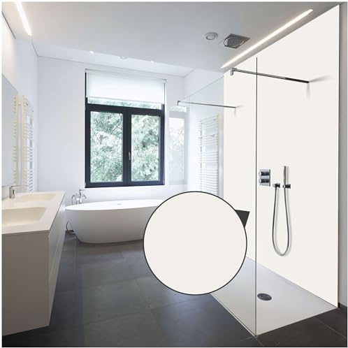 WALLando Premium Duschrückwand, individueller Größenzuschnitt | Einfach zu montierende Wandverkleidung für Dusche & Bad – Hochwertige PVC-Duschwand, einfarbig & seidenmatt – Weiß