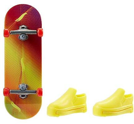 Hot Wheels Finger Skate Set, Miniature Skateboard with Yellow Shoes, Colour Wave Collection, HGT65