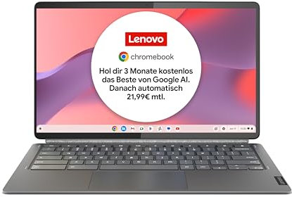 Lenovo IdeaPad Duet 5 Chromebook Laptop | 13,3 Full HD OLED Touch Display | Qualcomm Snapdragon 7c Gen 2 | 8GB RAM | 256GB eMMC | ChromeOS | QWERTZ | grau | inkl. Duet Folio Keyboard