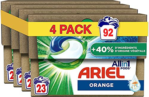 Ariel All-in-1 PODS, Capsules De Lessive Liquide, 92 Lavages, Fraîcheur Avec Une Touche De Huile d’orange, 40% D’ingrédients D’origine Végétale En Plus