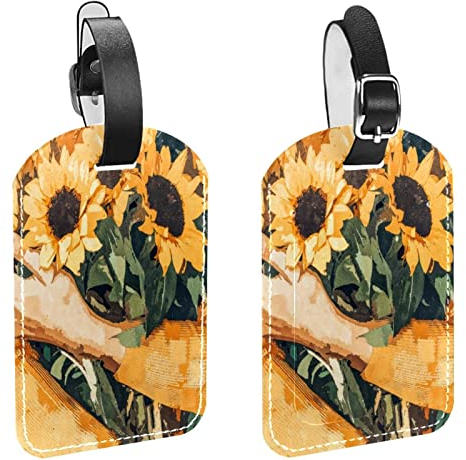 Gepäckanhänger,2er-Pack Etiketten,Kofferanhänger,Sonnenblumen halten,Gepäckanhänger Sichtschutz Reisetasche