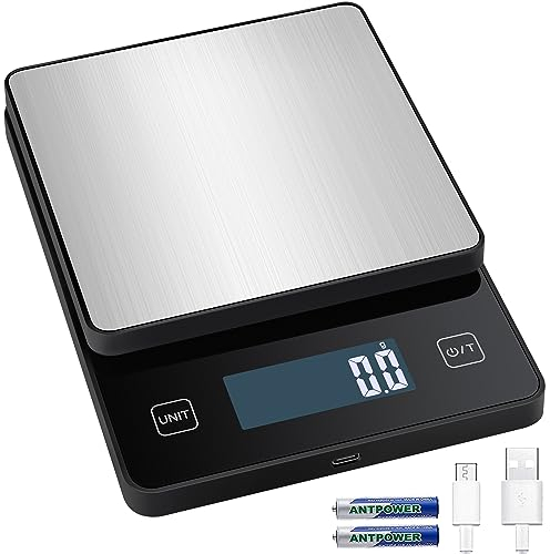 Kitchen Scales Digital Food Weighing Scales for Baking and Cooking, Electronic USB Rechargeable Small Food Scales with Tare Feature for Kitchen, Ingredients, Jewellery, Coffee, 3kgs/0.1g, Black