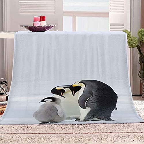 okoikfc Kuscheldecke Flauschig 220x240 cm 3D Süßer Pinguin Decke Fleecedecke - Wohndecke, Sofadecke XXL, Decke Couch Blanket, Kuscheldecke Große, Sofa überwurfdecke