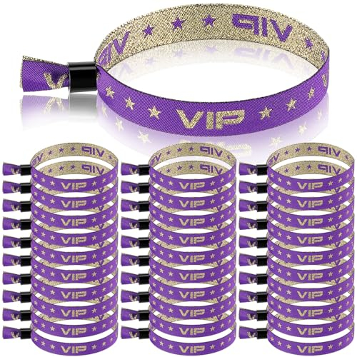 Ecation 100 Stück VIP-Armbänder für Veranstaltungen, Stoff, Party-Armbänder, Festival, Identifikationsarmbänder für Konzerte, Geburtstage, Hochzeiten (lila)