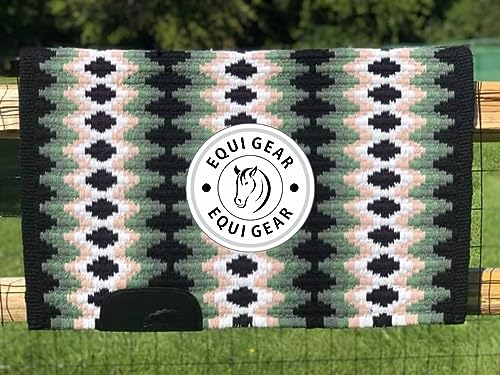 EQUIGEAR Western Show Horse Satteldecke aus neuseeländischer Wolle, Western-Design, handgefertigte Satteldecke, Wollpolster, Sensor Flex (Anpassung möglich), WW80 (34x42)
