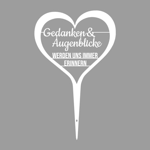 Illumino Grabschmuck Grabstecker Wetterfeste Grabdekoration aus Stahl mit Trauerspruch I Gedanken & Augenblicke Werden Uns Immer erinnern I Eine liebevolle Erinnerung