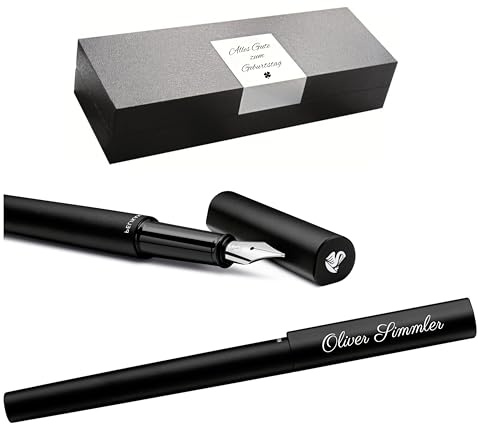 Pelikan Füllhalter Ineo® Elements P6 mit Gravur Geschenk - einzigartige Stifte mit Namen - personalisierte Geschenke zu Weihnachten - Füllfederhalter personalisiert (Schwarz)