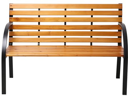 AXI Otis Gartenbank aus Holz in Braun | Holzbank mit Stahlgestell | Parkbank für den Garten mit Rückenlehne für 2 Personen | 122x60x83 cm