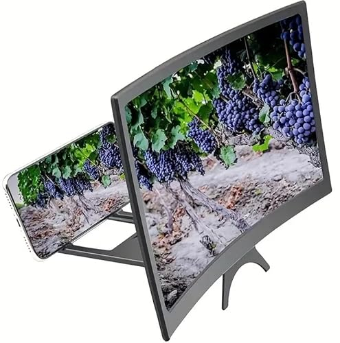 35,6 cm (14 Zoll) gebogene Bildschirmlupe, HD-Verstärker, Projektorlupe für Filme, Videos und Spiele, faltbare Halterung, kompatibel mit allen Smartphones