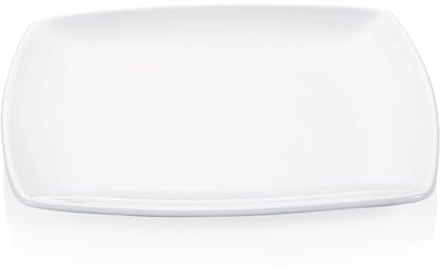 6 platos llanos cuadrados 30 x 30 cm, porcelana, color blanco