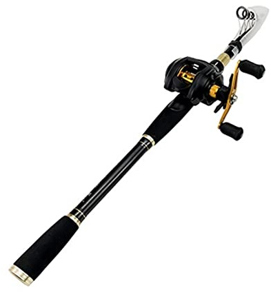 Set combinato di canna da pesca e mulinello in fibra di carbonio, canna da pesca portatile, con mulinello da baitcasting 17+1BB, canna da pesca e mulinello