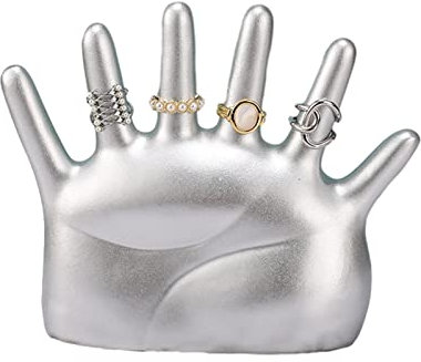 carotoe Handförmiges Schmuckregal aus Kunstharz, Ringständer, Ringhalter, Kunstharz für Mädchen