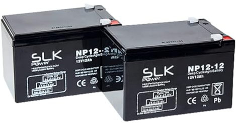 SLK Power Mobility Scooter AGM Battery Pair of 2 x 12v 12ah Reliable And long Lasting Replacement Batteries For Electric Scooters And Wheelchairs