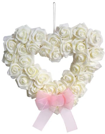 Ghirlanda Ghirlanda a Forma di Cuore Ghirlanda di Rose, Ghirlanda di Ghirlande a Forma di Cuore, Decorazioni per Feste di Matrimonio Ghirlanda D'amore con Rosa Bianca