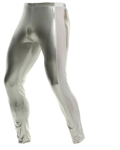 YUFEIDA Herren Lange Unterhosen Metallisch glänzende Hose Strumpfhose Leggings Sportleggings für Herren
