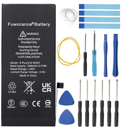 3380mAh 3.82V 616-00364 Batterie pour iPhone 8P 8Plus 8 Plus A1864, A1897 | A1898 Capacité Accrue Batterie de Smartphone avec des Outils de réparation