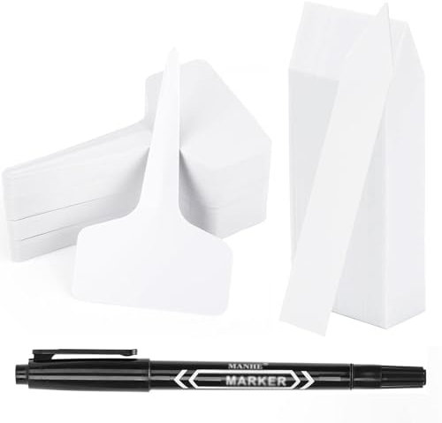 Pflanzenschilder,Schilder zum Beschriften,200 Stück Weiß Pflanzenschilder zum Beschriften mit 1 Stift,Pflanzenschilder Wetterfest Kräuterschilder Steckschilder,für Gärten Obstgärten Oder Bauernhöfe