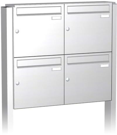 Briefkastenanlage | KNOBLOCH | Freistehend zum Einbetonieren | Edelstahl | 4-Fach | senkrechte Kästen
