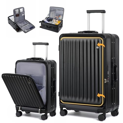 Sea choice Set di 2 Valigie Trolley in PC Bagaglio a Mano Set 2 Pezzi Valigie Rigide con 4 Doppie Ruote a 360° et Chiusura TSA 55cm/78cm con Ricarica USB, Porta bicchieri