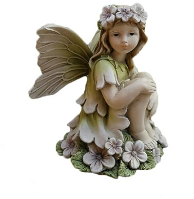 Pevfeciy Elfen Figuren Gartenfiguren & gartenstatuen Gartendeko für draußen Feengarten Dekorations Outdoor oder Haus Dekor,Harz Elfen Skulptur,Geschenke für Frauen,Grün,19x17cm