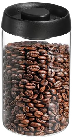 uxcell Coffee Vacuum Container, 1200ml/40oz Glass Coffee Bean Storage Container with Lids for Spices Biscuits Loose Leaf Tea, Black