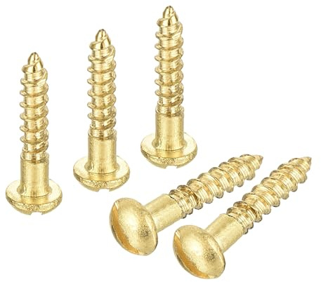 QUARKZMAN Vis à Bois M2 X 12mm à Tête Ronde Fendue en Laiton Auto-Taraudeuses 30 Pcs