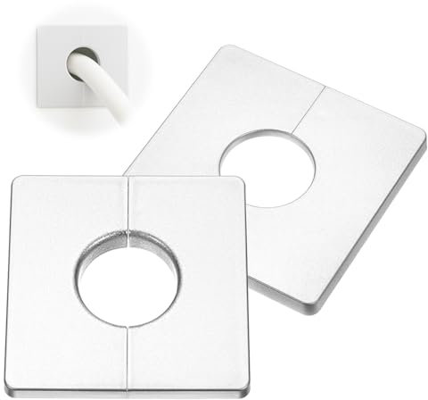 COYUN 2 Pcs Plaque Murale Fendue, Plaque d'Obturation Carrée Auto-Adhésive en ABS avec Un Trou de Diamètre de 33mm, Cache-Tuyau pour La Décoration de Robinet d'Eau