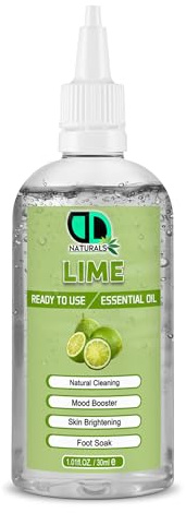 Huile essentielle de citron vert – Prête à l'emploi | Aromathérapie, booster d'humeur et parfum rafraîchissant d'agrumes nettoyant naturel, booster d'humeur, éclaircissant la peau et les pieds (buse