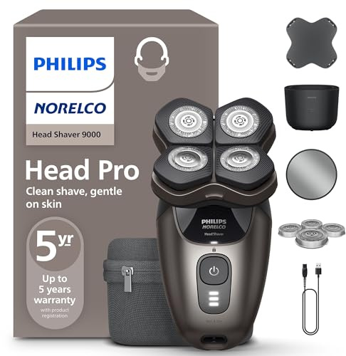 Philips Norelco Head Shaver Pro 9000 Electric Shaver, Clean & Gentle Shave