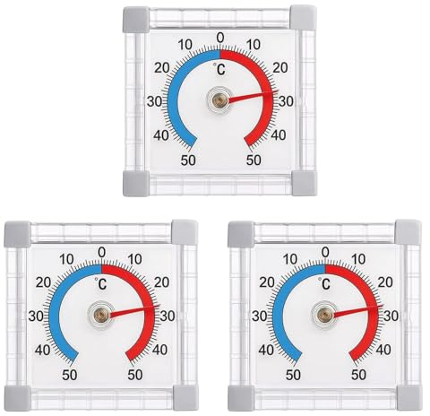 3 Pack Self Adhesive Fensterthermometer Aussen, Aussenthermometer Wetterfest, Fensterthermometer Aussen Für Fenster Und Türen, Genauer Temperaturmessung Für Fenster & Außenbereich