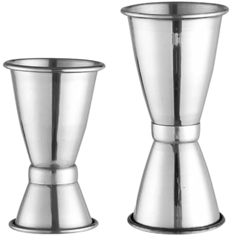 jojofuny 2pcs Stainless Steel Bar Jigger Double-Ended Measuring Cups Rolled Edges Small Medium Ounce Jiggers for Cocktail Bartending and Wine Mixing