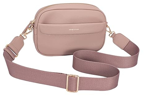 David Jones - Pochette Bandoulière - Sac porté travers - Porté épaule - Taille Mini - Matière Synthétique - Pratique Ville Chic Voyage Classique (Adobe Rose)