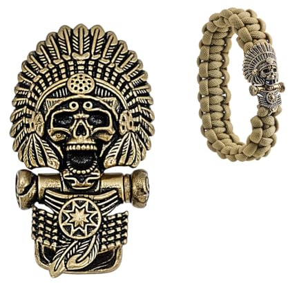 nbeads Boucles de Paracorde en Laiton, Fermoirs de Bracelet en Laiton à Tête de Mort Boucles de Fabrication de Corde Tressée pour Accessoires de Tressée et Paracorde, 4.35x2.4cm