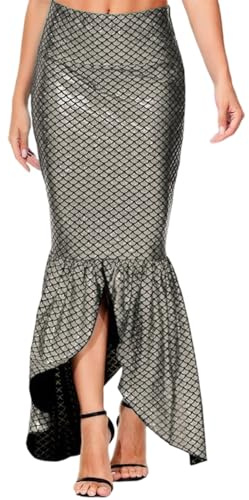 Damen Meerjungfrau Kostüm Karneval Glänzend Meerjungfrauenflosse Rock Mermaid Partykleid S-XL