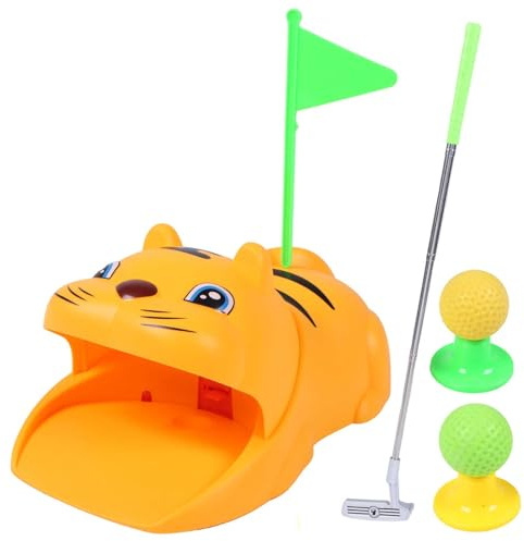 CHANGYUE Automatisk golfretur med Tiger Minigolfspel med bollar 3 klubbor putsmatta Födelsedagspresenter för 3-8 år gamla pojkar och flickor
