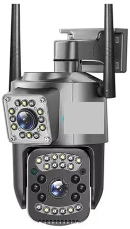 GUYSGNX Telecamere di sicurezza, Telecamera IP WIFI 8MP 4K Con Doppio Obiettivo PTZ, Scheda SIM 4G, Webcam Esterna, Allarme, Zoom 10X, Protezione Di Sicurezza, Monitor(WiFi Camera No Card)