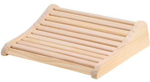 Almohada de madera para cabeza de sauna, soporte ergonómico inclinado para el cuello, 14.6 x 12.8 x 3.9 pulgadas, para relajación de spa