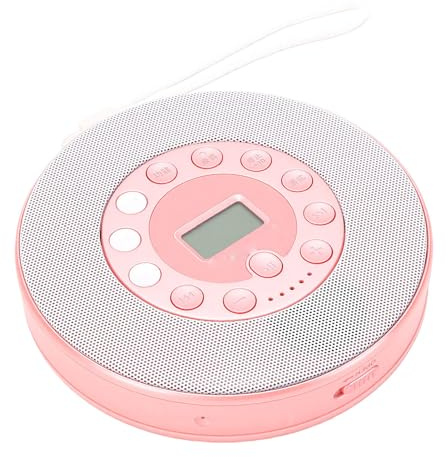 Yanmis Lettore CD Portatile Bluetooth, Registrazione da CD a USB, 2000mAh Ricaricabile, Riproduzione Antiskip e Memoria, Altoparlanti Integrati AUX USB per Viaggi in Auto a Casa (PINK)