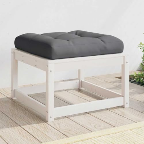 Générique Poggiapiedi Giardino Legno Pino Massiccio Bianco | Design stecche anti-acqua, modulare, uso versatile come tavolino da caffè, capacità 110 chilogrammi