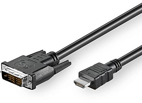 goobay 50582 DVI-D/HDMI Kabel, vernickelt - DVI-D-Stecker Single-Link (18+1 pin) > HDMI-Stecker (Typ A), schwarz, 5m