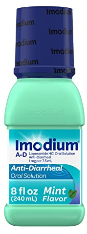 Imodium A-D Liquid Anti-Diarrheal Medicine with Loperamide HCl to Help Control Symptoms of Diarrhea Due to Acute, Traveler's Diarrhea, Mint Flavor, 8 fl. oz