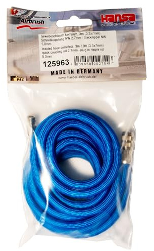 Harder & Steenbeck Airbrush Luftschlauch Schlauch Textil 3,0m Schnellkupplung NW 2,7mm NW 5mm