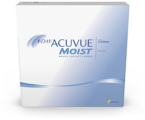 ACUVUE MOIST 1-Day Tageskontaktlinsen für empfindliche Augen & Allergiker – Tageskontaktlinsen mit 0.75 dpt und BC 9 – UV Schutz und Komfortables Tragegefühl – 90 Linsen