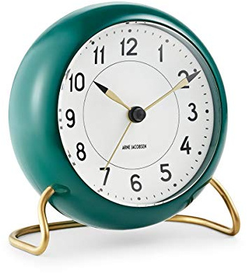 Arne Jacobsen Clocks Station Table Clock, Green and White, 4.7H x 4.3D