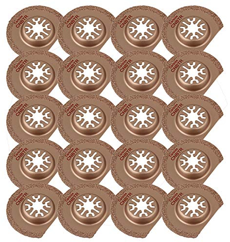 CNBTR 2pcs 63mm Halbkreis Oszillierende Hartmetall Mörtel Raspel Sägeblatt Gelb