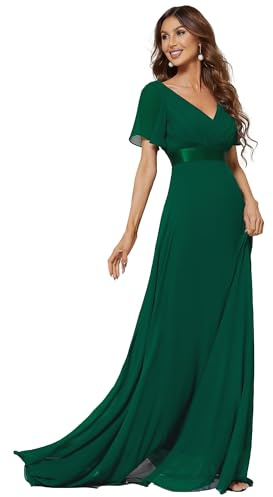 Ever-Pretty Vestiti da Cerimonia da Donna Alta Elasticità Scollo a V Linea ad A con Spacco Stile Impero 09890