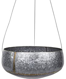 Creative Co-op Metal Hanging Planter, Grey and Gold, 11.25 Round