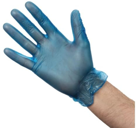 VOGUE - Guantes de vinilo para preparación de alimentos, color azul