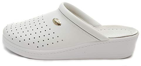 Dr Punto Rosso Medical Comfort 100SB Sabots Mules Chaussons Chaussures en Cuir Femme Dames, Blanc, EU 39