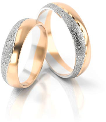JC Gold Trauringe - Rotgold Weißgold Eheringe Bicolor inklusive Stein und Gravur im Paarpreis PL011 (14 Karat (585) Bicolor)